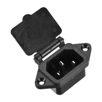 Harfington Uxcell AC 250V 10A IEC 320 C14 Panel Mount Plug Power Connector Socket w Spring Cover w Cable 1 Set