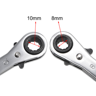 Harfington Uxcell Reversible Ratcheting Wrench,  Metric Double Box End, Cr-V
