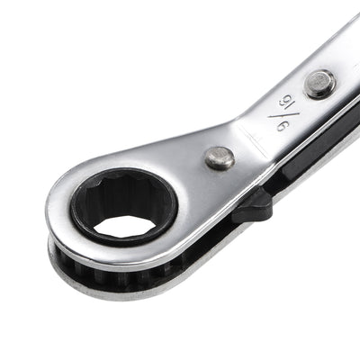 Harfington Uxcell Reversible Ratcheting Wrench, Offset Double Box End, Cr-V