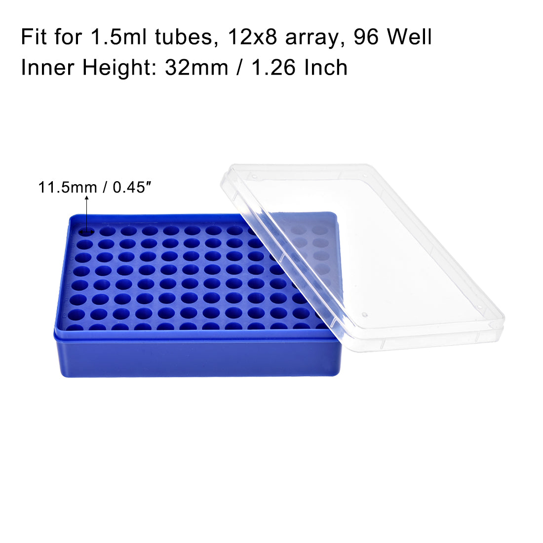 uxcell Uxcell Centrifuge Tube Rack 96-Well Polypropylene Holder for 1.5ml Microcentrifuge Tubes 11.5mm Hole Dia