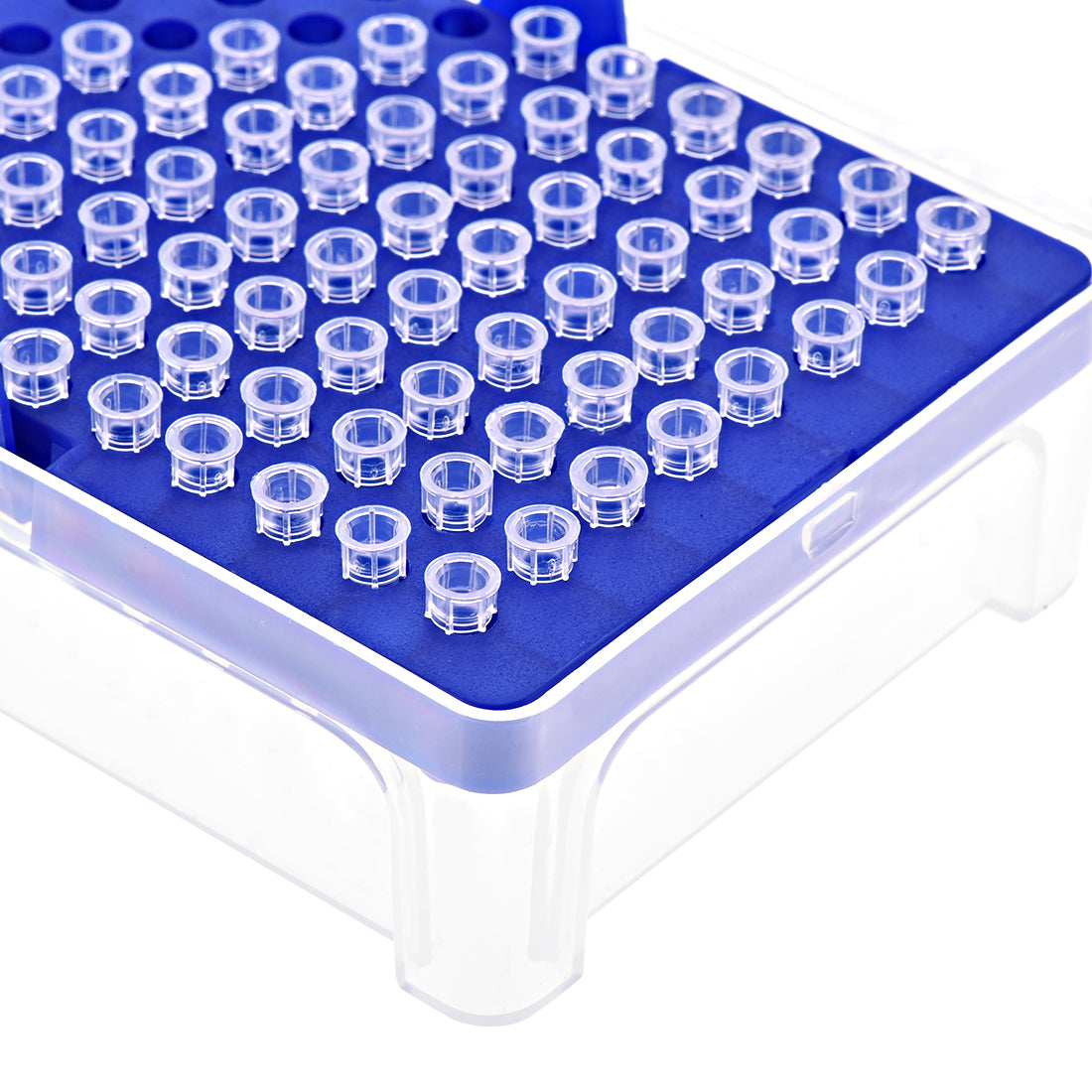 uxcell Uxcell Pipette Tips Box 96-Well Polypropylene Tip Holder Container for 10ul Pipettor 4.5mm Hole Diameter Blue