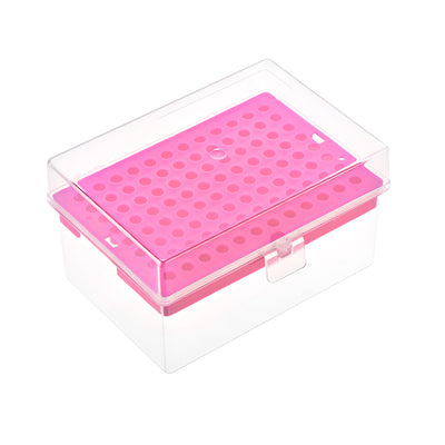 Harfington Uxcell Pipette Tips Box 96-Well Polypropylene Tip Holder Container for 200ul Pipettor 5mm Hole Diameter Red