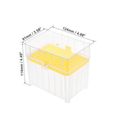 Harfington Uxcell Pipette Tips Box 96-Well Polypropylene Tip Holder Container for 1ml/1000ul Pipettor 7.5mm Hole Diameter Yellow