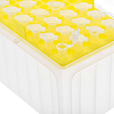 Harfington Uxcell Pipette Tips Box 96-Well Polypropylene Tip Holder Container for 1ml/1000ul Pipettor 7.5mm Hole Diameter Yellow