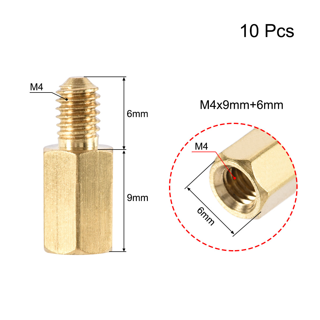 uxcell Uxcell M4 Male to Female Hex Brass Spacer Standoff 10pcs