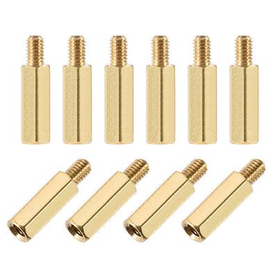 Harfington Uxcell M4 Male to Female Hex Brass Spacer Standoff 10pcs