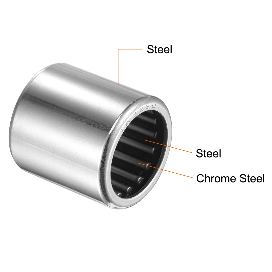uxcell Uxcell TA2030 Needle Roller Bearings 20mm x 27mm x 30mm Chrome Steel Open End 2pcs