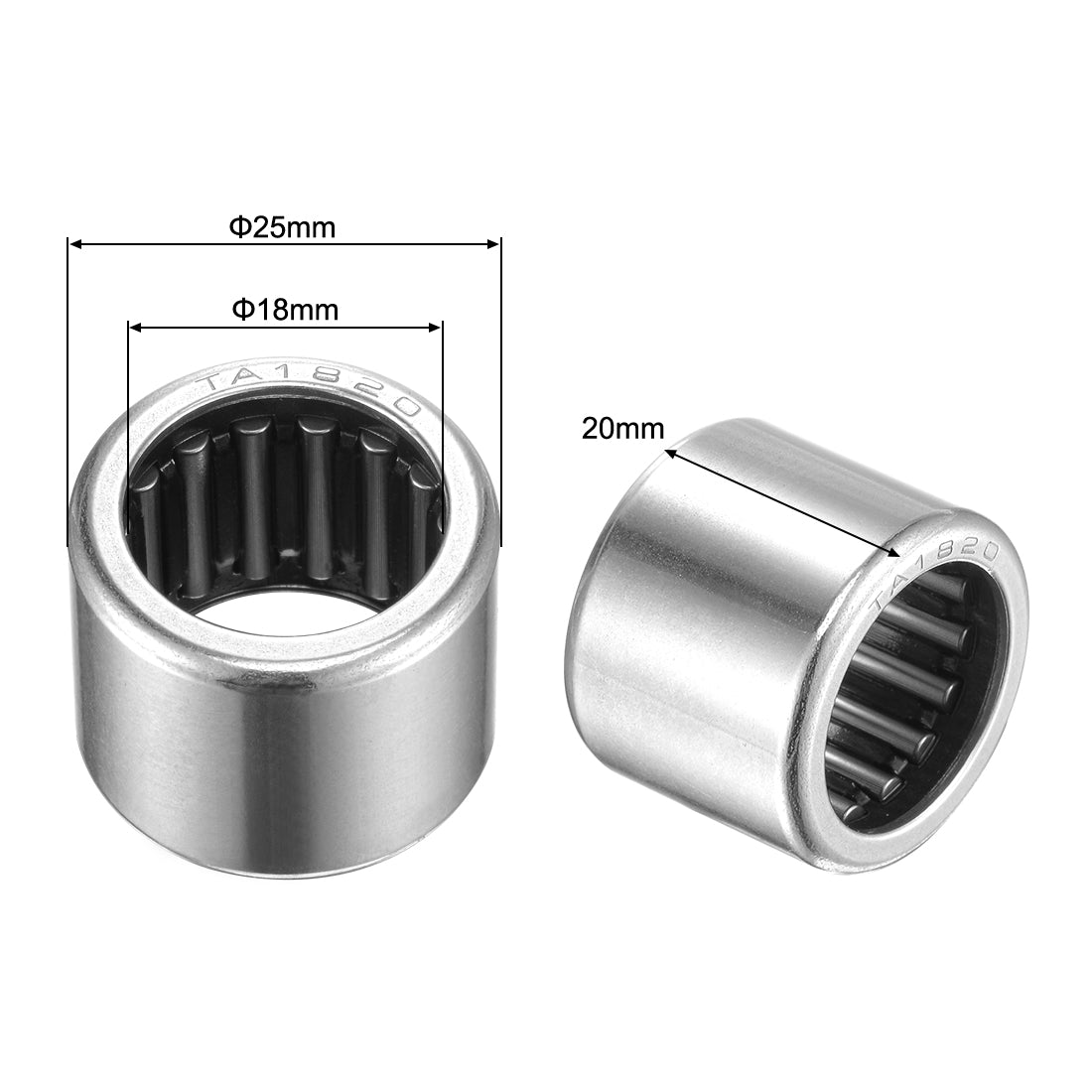 uxcell Uxcell TA1512 Needle Roller Bearings 15mm x 22mm x 12mm Chrome Steel Open End