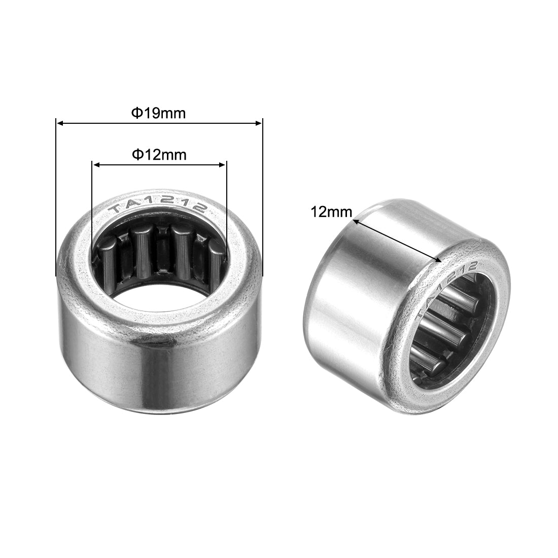 uxcell Uxcell TA2030 Needle Roller Bearings 20mm x 27mm x 30mm Chrome Steel Open End 2pcs