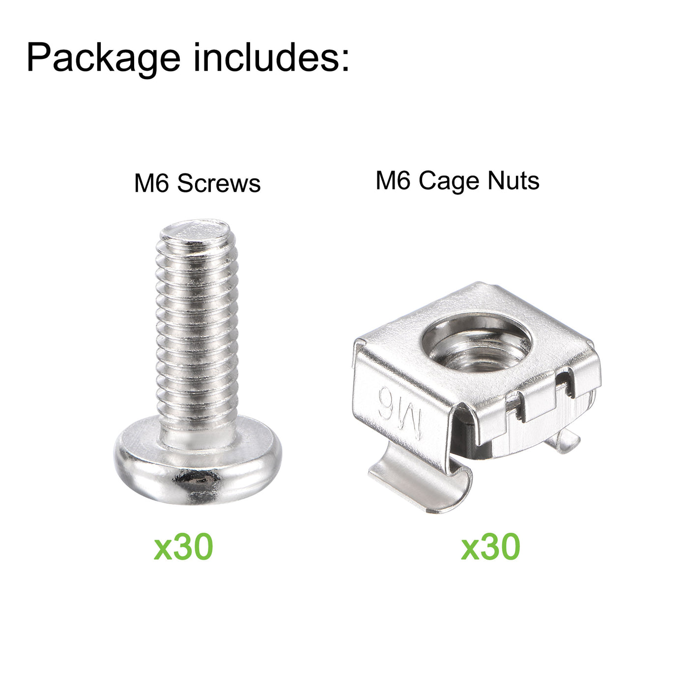 uxcell Uxcell Rack Screws, M6x16mm Screws and Cage Nuts 30Set for Server Shelf Rack
