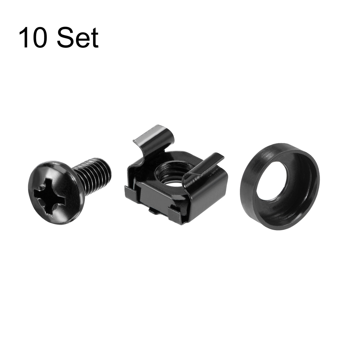 uxcell Uxcell M6x12mm Server Rack Cage Nuts Black 10Set, Mounting Screws for Server Shelves