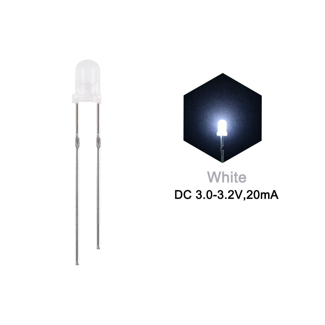 uxcell Uxcell 100Set 3.5mm LED Diodes Kit Diffused White Super Bright 19mm Pin W Resistors