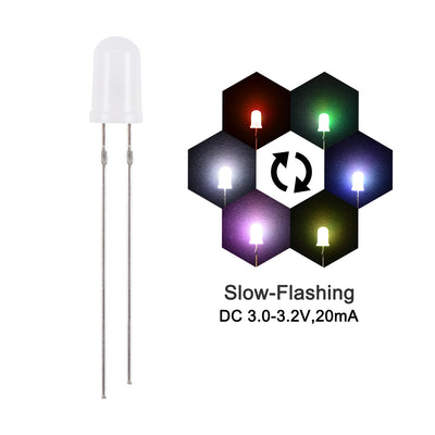 Harfington Uxcell 100Set 5mm LED Kit Diffused Slow-Flashing Super Bright 29mm Pin W Resistors