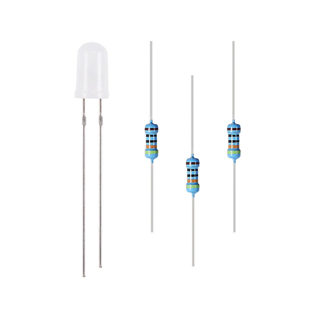 uxcell Uxcell 100Set 5mm LED Kit Diffused Slow-Flashing Super Bright 29mm Pin W Resistors