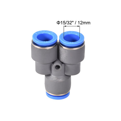 Harfington Uxcell Push To Connect Air Fittings Y Type Tube Connect 12mm OD Push Lock Grey