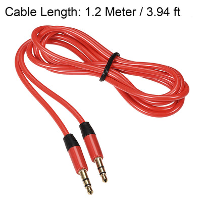 Harfington Uxcell 3.5mm Male to Male  Cable Stereo  Extension, 1.2 Meter Long, for Headphones Smartphones Notebooks, Red
