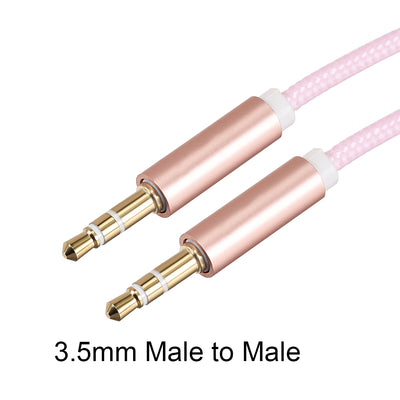 Harfington Uxcell 3.5mm Male to Male  Cable Stereo  Extension, 1 Meter Long, Nylon Sheathed, for Headphones Smartphones Notebooks, Pink