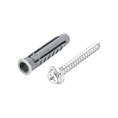Harfington Uxcell 10x50mm Plastic Expansion Tube for Drywall with Hex Screws Gray 15pcs