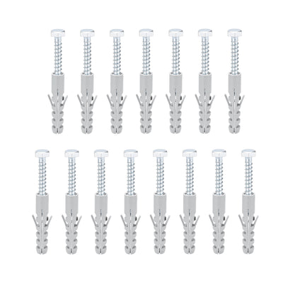 uxcell Uxcell 12x60mm Plastic Expansion Tube for Drywall with Hex Screws Gray 15pcs