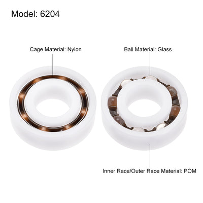 Harfington Uxcell 6203 Plastic Bearings 17x40x12mm Glass Ball Nylon Cage