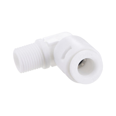 Harfington Uxcell Quick Connector L Type G1/8 Male Thread to 1/4" Tube, Connect Fittings for Ro Water Purifier, 26x26mm White 5Pcs
