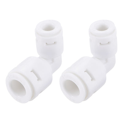 Harfington Uxcell Quick Connector L Type 1/4" to 3/8" Push Fit Elbow Connect Fittings for Water Purifier, 35x30mm White 2Pcs