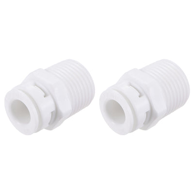 Harfington Uxcell Quick Connector G1/2 Male Thread to 3/8" Tube, Straight Connect Fittings for Water Purifier, 30mm White 2Pcs