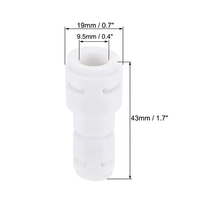 Harfington Uxcell Quick Connector 1/4" to 3/8" Push Fit Straight Connect Fittings for RO Water Purifier, 43mm White 10Pcs