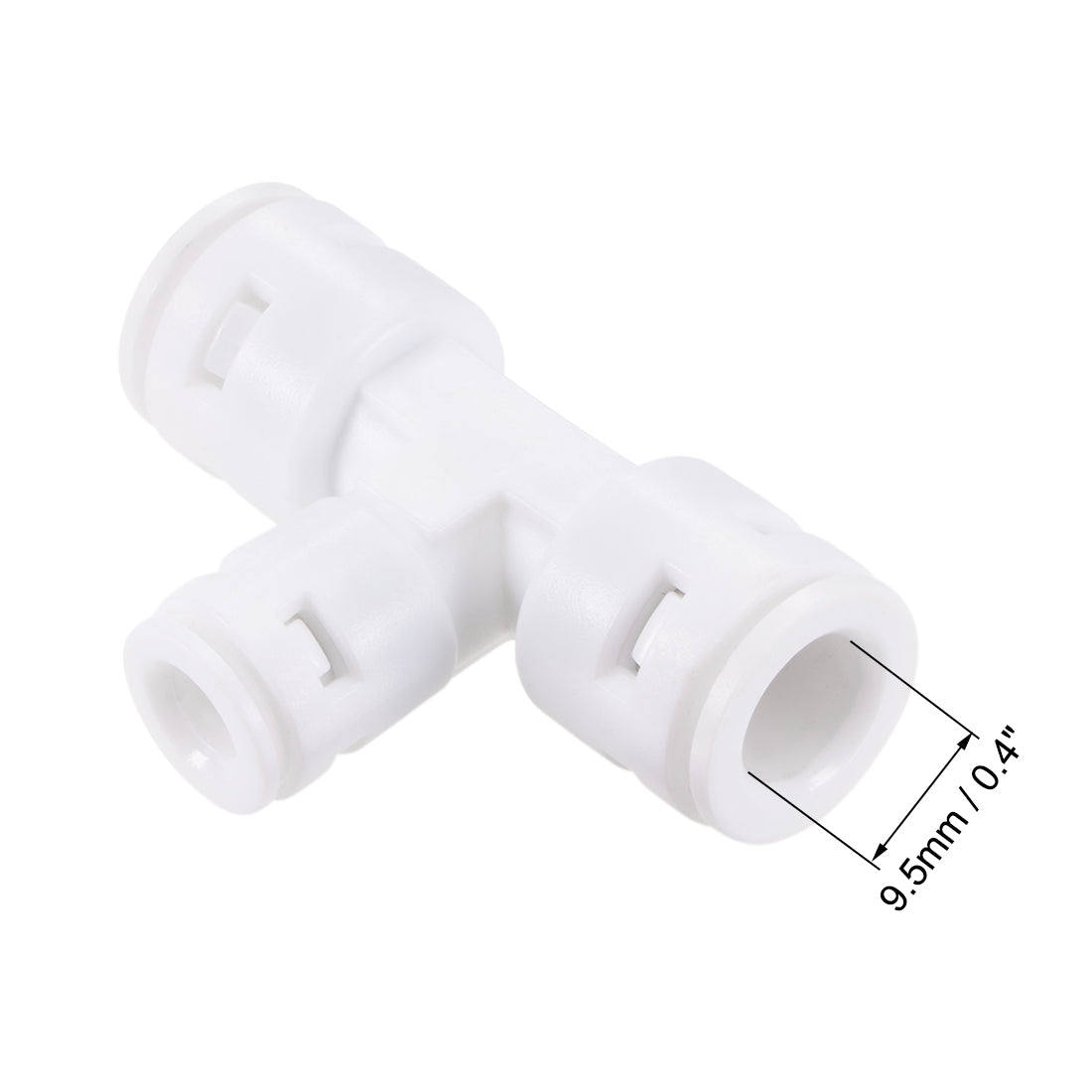 uxcell Uxcell Quick Connector 3 Way T Type 3/8"x3/8"x1/4" Push Fit Connect Fittings for RO Water Purifier, 54x35mm White 5Pcs