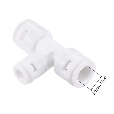 Harfington Uxcell Quick Connector 3 Way T Type 3/8"x3/8"x1/4" Push Fit Connect Fittings for RO Water Purifier, 54x35mm White 5Pcs