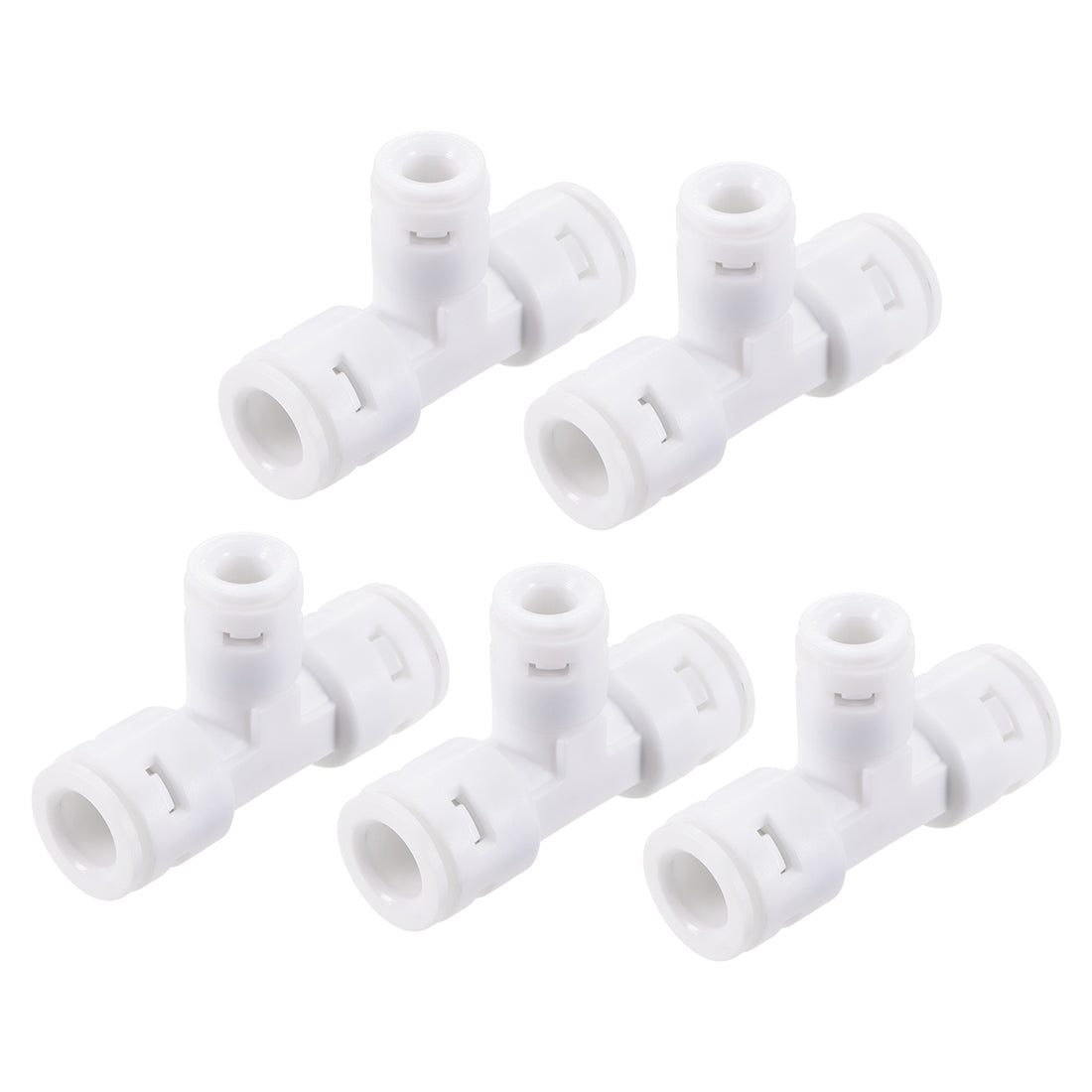 uxcell Uxcell Quick Connector 3 Way T Type 3/8"x3/8"x1/4" Push Fit Connect Fittings for RO Water Purifier, 54x35mm White 5Pcs