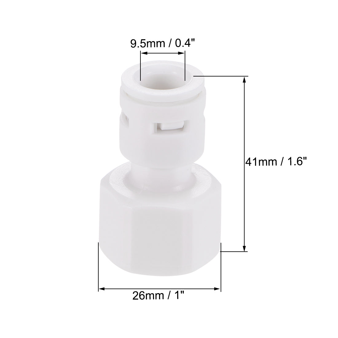 uxcell Uxcell Quick Connector G1/2 Female Thread to 3/8" Tube, Straight Connect Fittings for Water Purifier, 41mm White 5Pcs