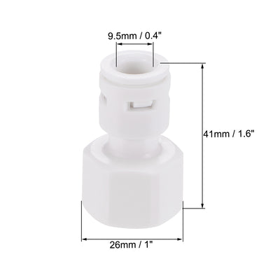 Harfington Uxcell Quick Connector G1/2 Female Thread to 3/8" Tube, Straight Connect Fittings for Water Purifier, 41mm White 10Pcs