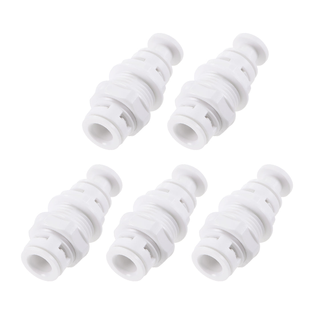 uxcell Uxcell Quick Union Bulkhead Connector 3/8" to 3/8", Straight Connect Fittings for RO Water Purifier, 45mm White 5Pcs
