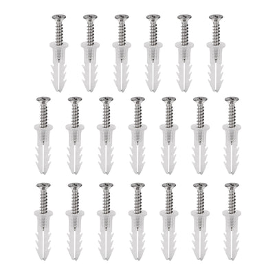 Harfington Uxcell 6x26mm Plastic Expansion Tube for Drywall with Screws, Translucent 20pcs