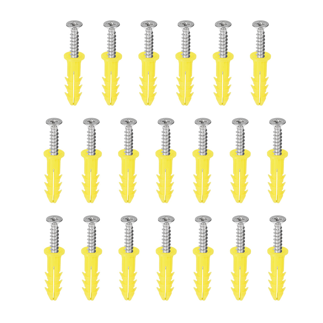 uxcell Uxcell 6mmx26mm Plastic Expansion Tube for Drywall with Screws, Yellow 20pcs