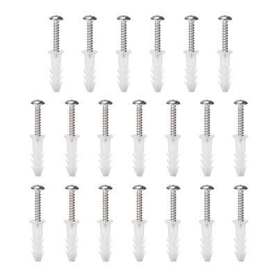 Harfington Uxcell 6 x 26mm Plastic Expansion Tube for Drywall with Screws, Translucent 20pcs