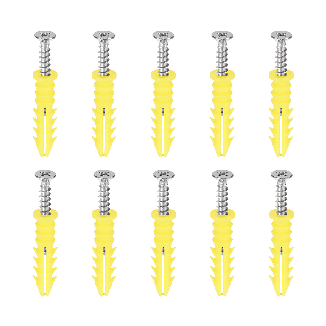 uxcell Uxcell 8x35mm Plastic Expansion Tube for Drywall with Screws Yellow 50pcs
