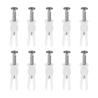 uxcell Uxcell 6x30mm Plastic Expansion Tube Pipe for Drywall with Screws White 20pcs