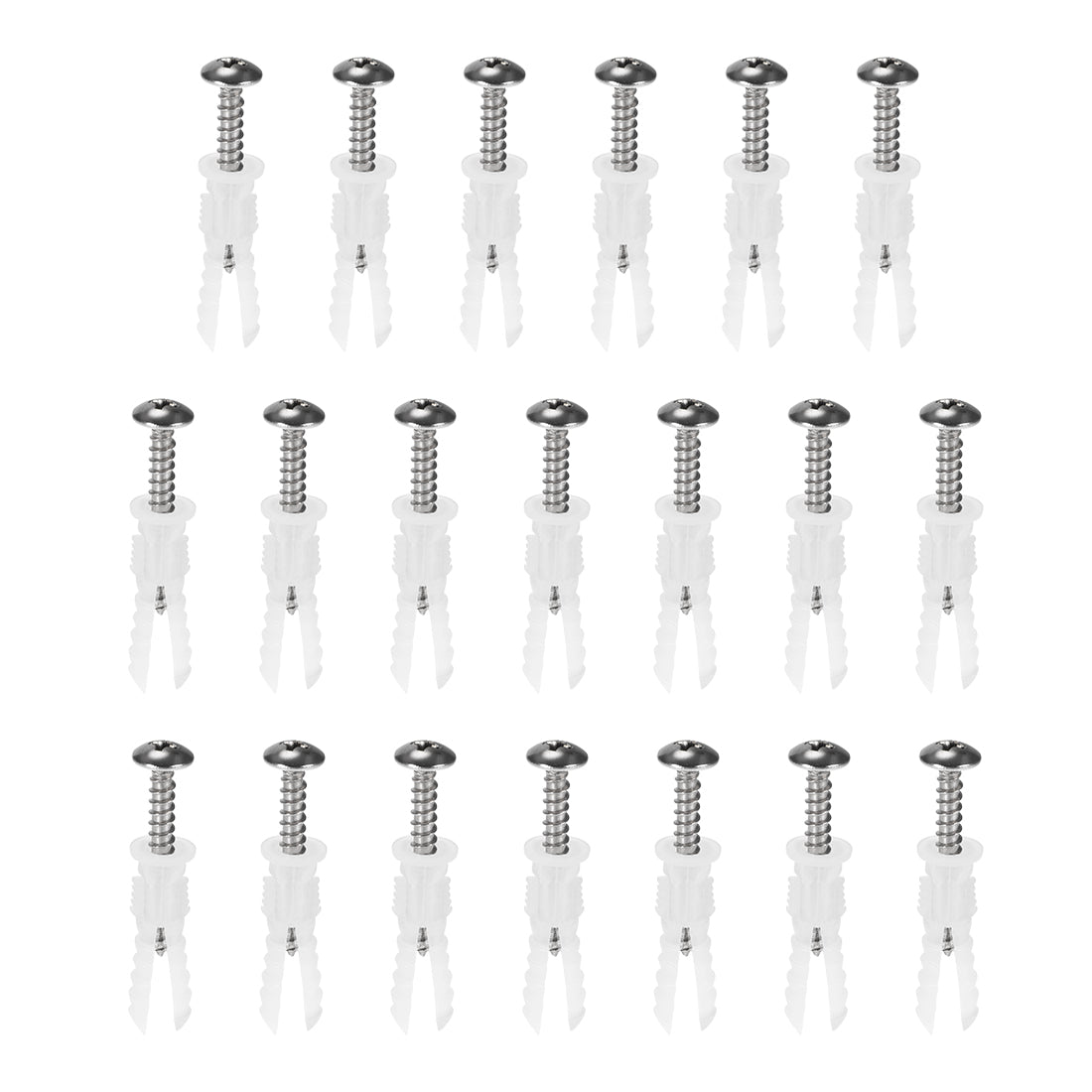 uxcell Uxcell 6mmx32mm Plastic Expansion Tube Pipe for Drywall with Screws White 20pcs