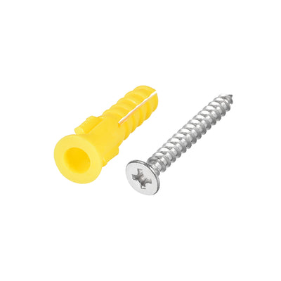 Harfington Uxcell 6x30mm Plastic Expansion Tube Pipe for Drywall with Screws Yellow 20pcs