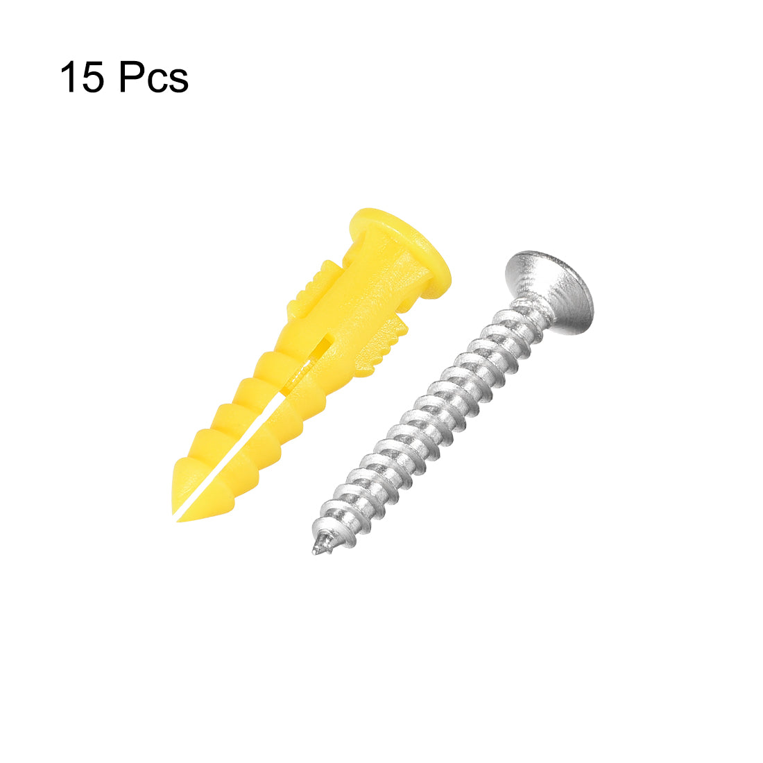 uxcell Uxcell 6x30mm Plastic Expansion Tube Pipe for Drywall with Screws Yellow 15pcs
