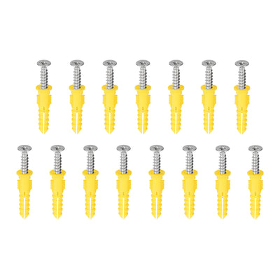 Harfington Uxcell 6x30mm Plastic Expansion Tube Pipe for Drywall with Screws Yellow 15pcs