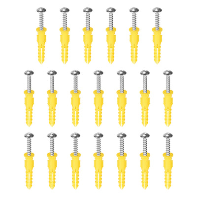 uxcell Uxcell 6x32mm Plastic Expansion Tube Pipe for Drywall with Screws Yellow 20pcs