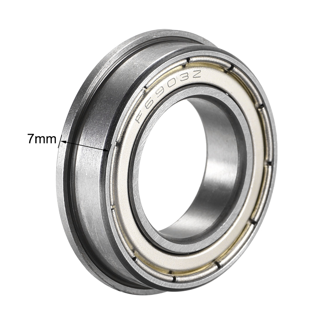 uxcell Uxcell F6903ZZ Flange Ball Bearing 17x30x7mm Double Shielded Chrome Steel Bearings 2pcs