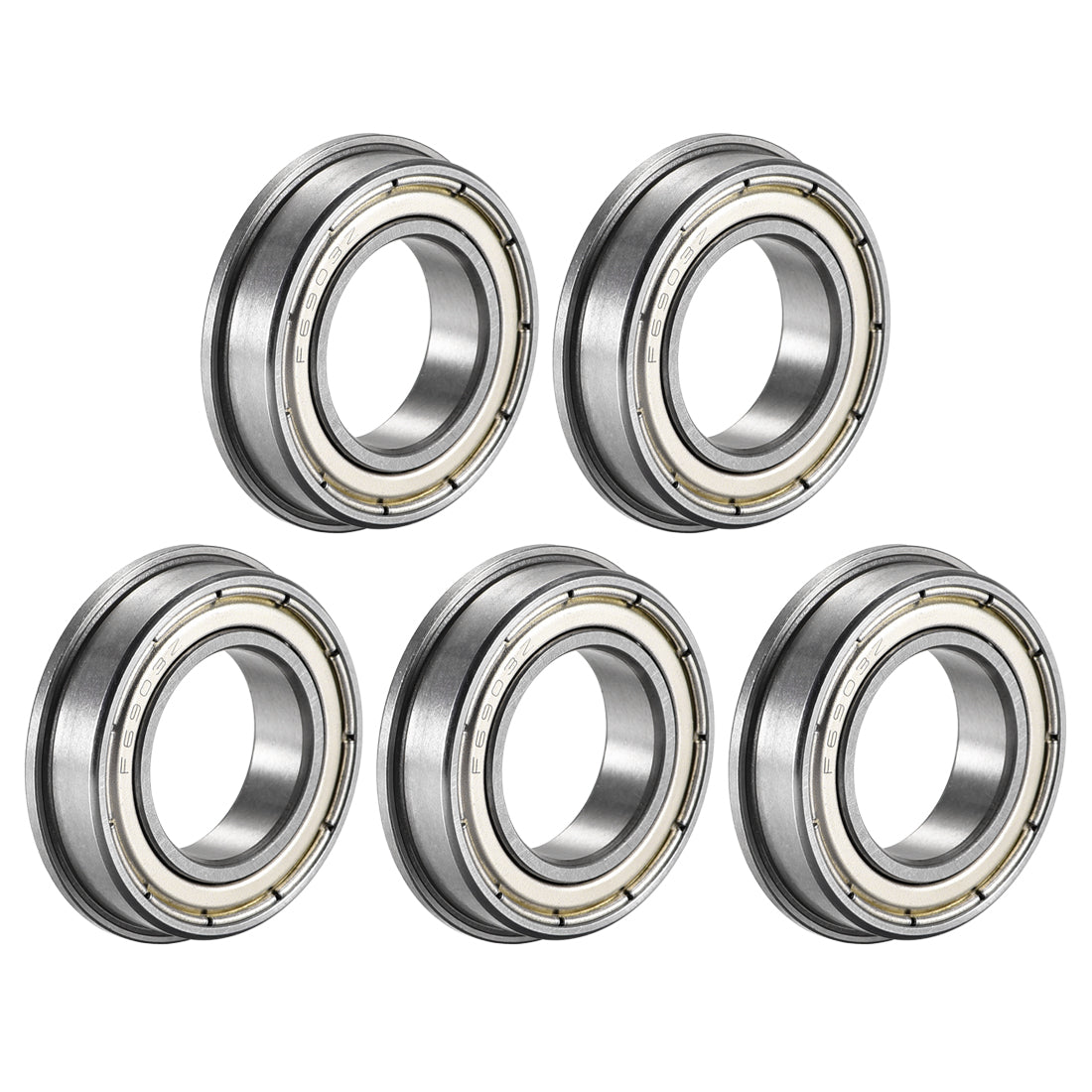 uxcell Uxcell F6903ZZ Flange Ball Bearing 17x30x7mm Double Shielded Chrome Steel Bearings 5pcs