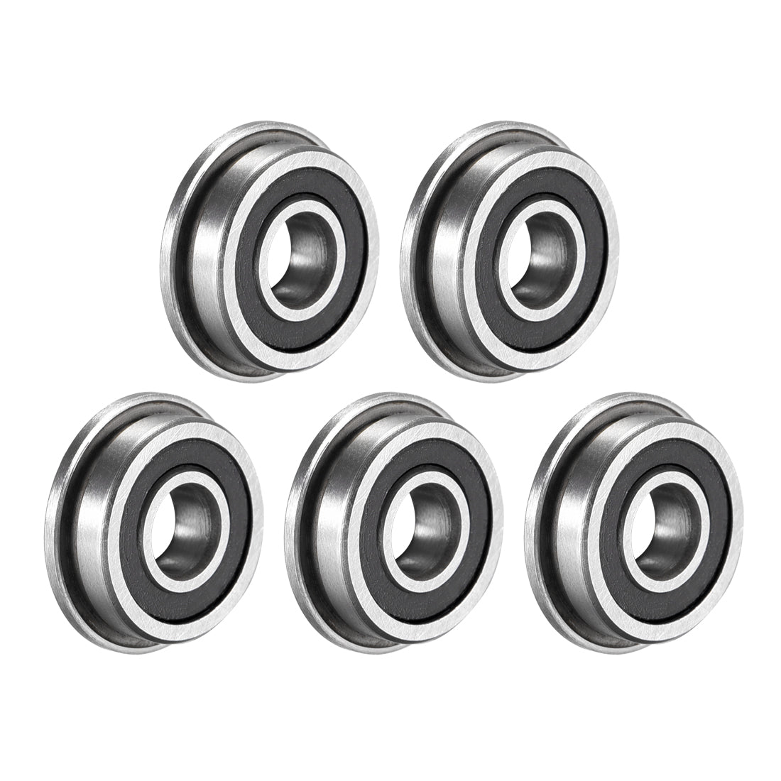 uxcell Uxcell F695-2RS Flange Ball Bearing 5x13x4mm Double Sealed Chrome Steel Bearings 5pcs