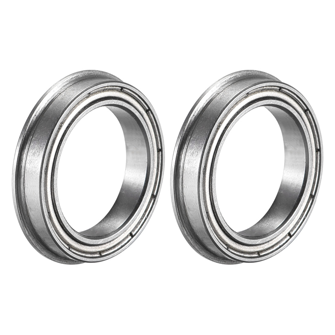 uxcell Uxcell F6702ZZ Flange Ball Bearing 15x21x4mm Double Shielded Chrome Steel Bearings 2pcs