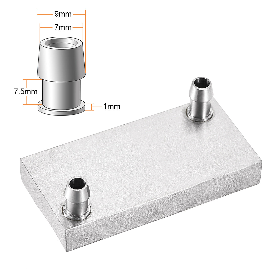uxcell Uxcell Aluminum Water Cooling Block 40x80x12mm Polished Heatsink with Nozzle