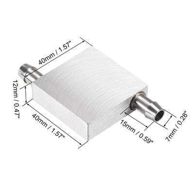 Harfington Uxcell Aluminum Water Cooling Block 40x40mm Polished with Nozzle on Two Side